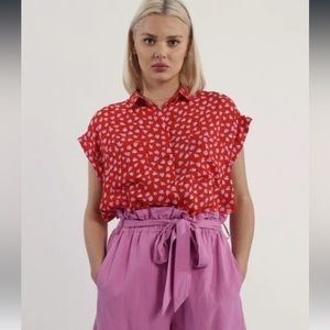 Molly Bracken Ladies Red Mia Woven Blouse Size Large